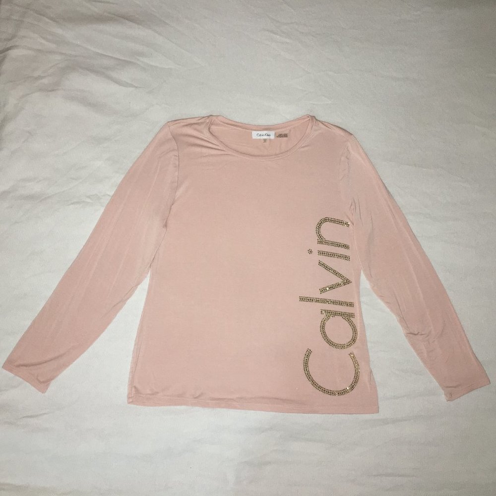 Pink Calvin Klein Long Sleeve with Gold Studs